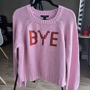 Forever 21 Pink Sweater with 'BYE' Design